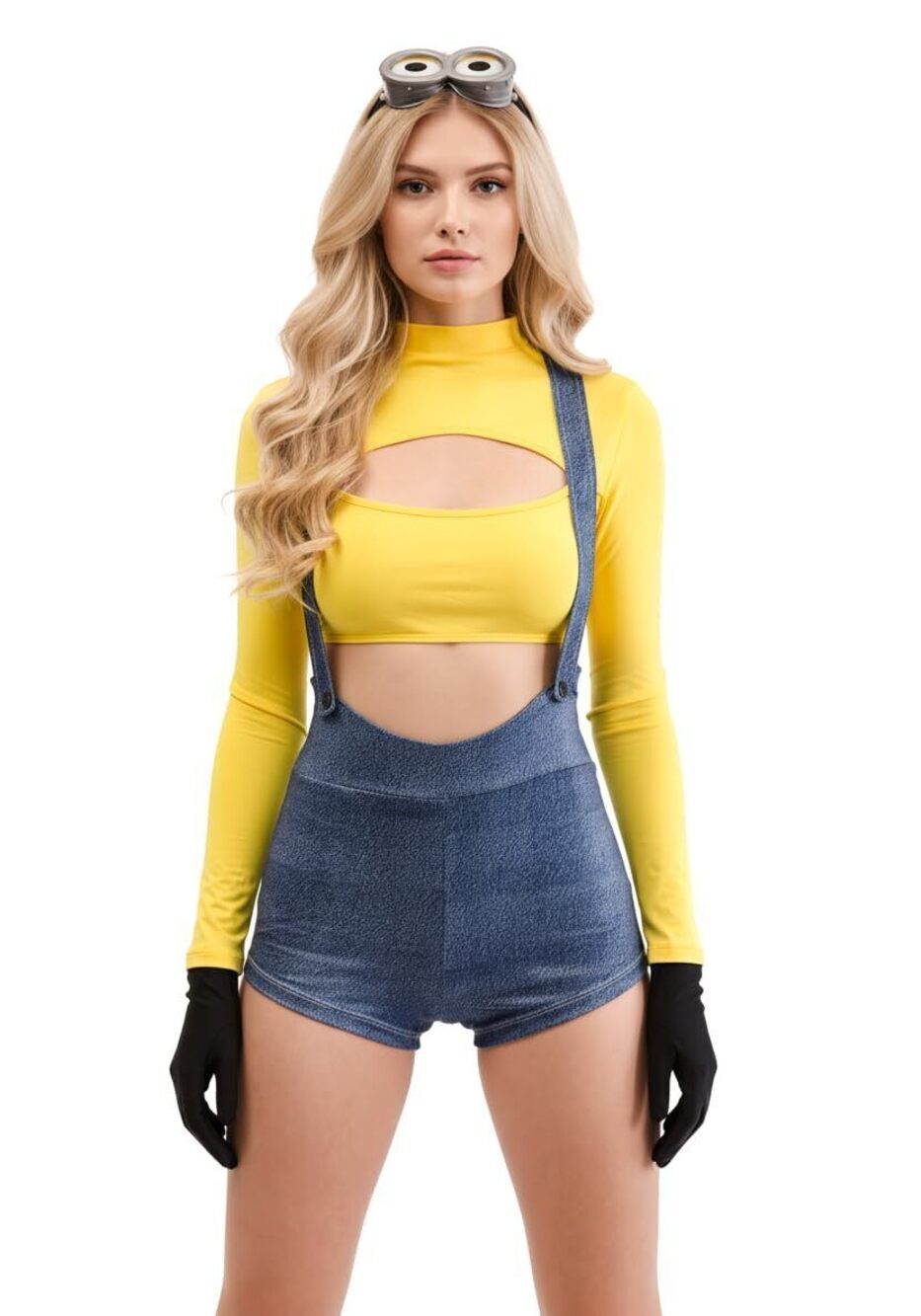 9294 Yellow Mini Worker Costume - Tiny Chaos Outfit, Adult Halloween